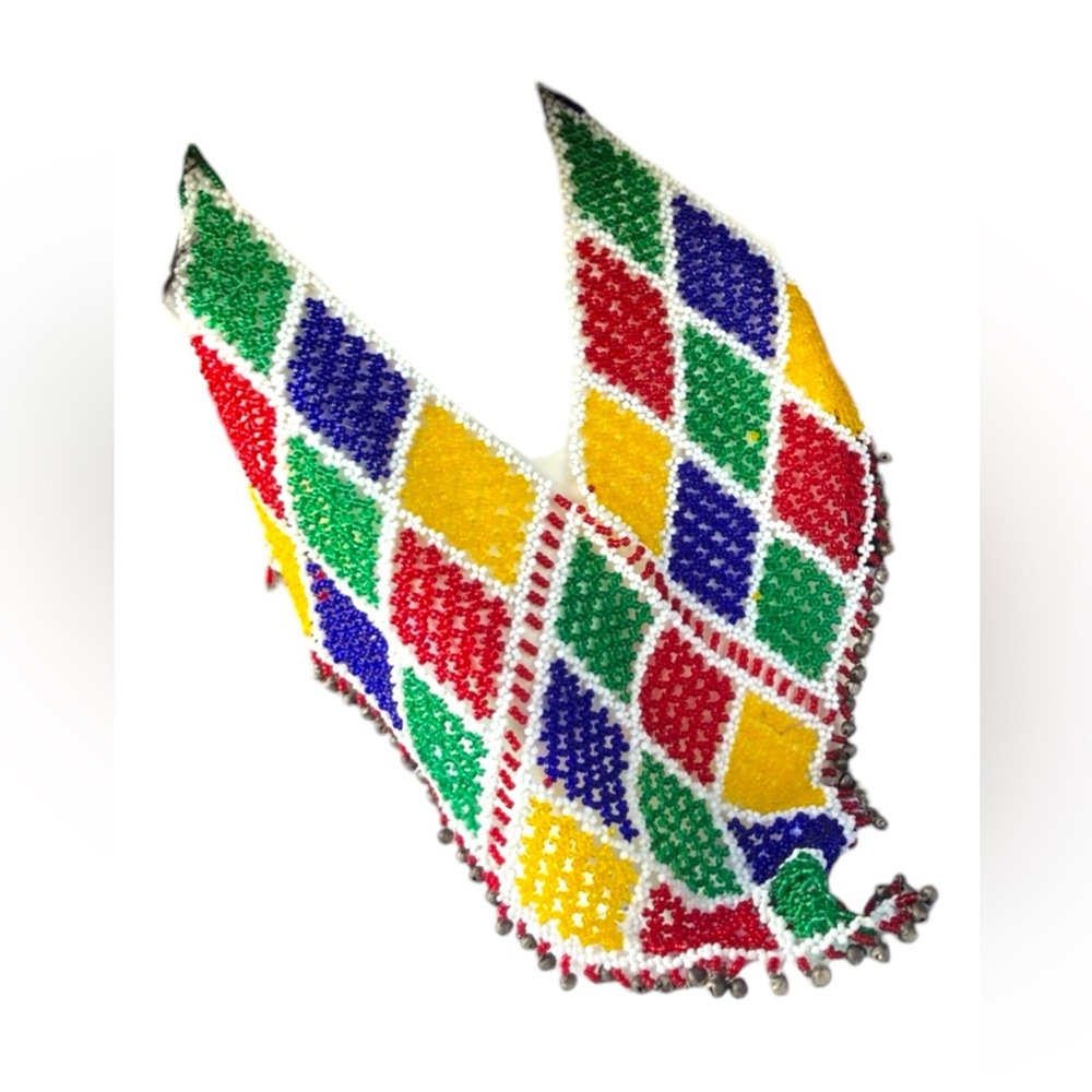 Vintage southwestern handmade colorful  Seed bead Bib cleopatra necklace
